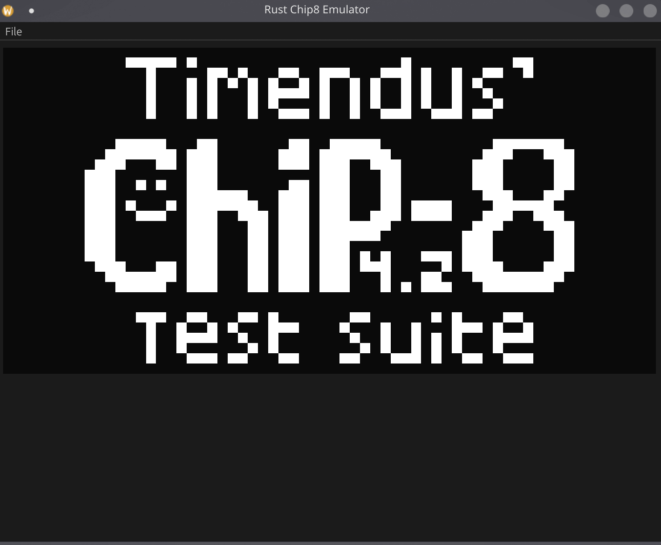 An emulator running Timendus' Chip-8 Test Suite.